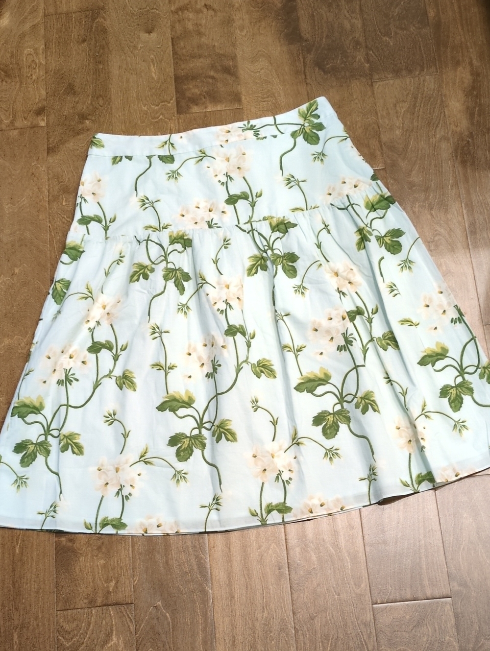 Ann Taylor Factory Light Blue Floral A-Line Skirt Size 14